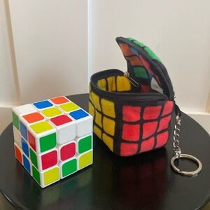 Rubiks Cube & Plush Travel Case (reversible) keychain